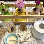 Zutaten für die Saatband Bastelei.