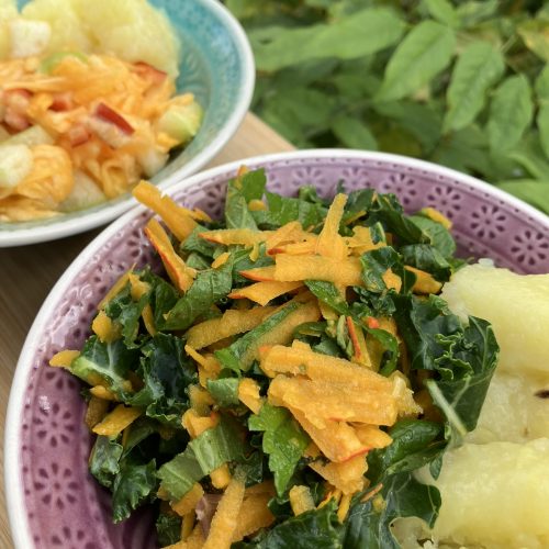 Kürbis Grünkohl Rohkost Salat.